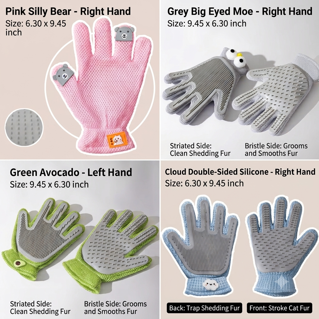 Double-Sided Silicone Pet Grooming & De-shedding Glove