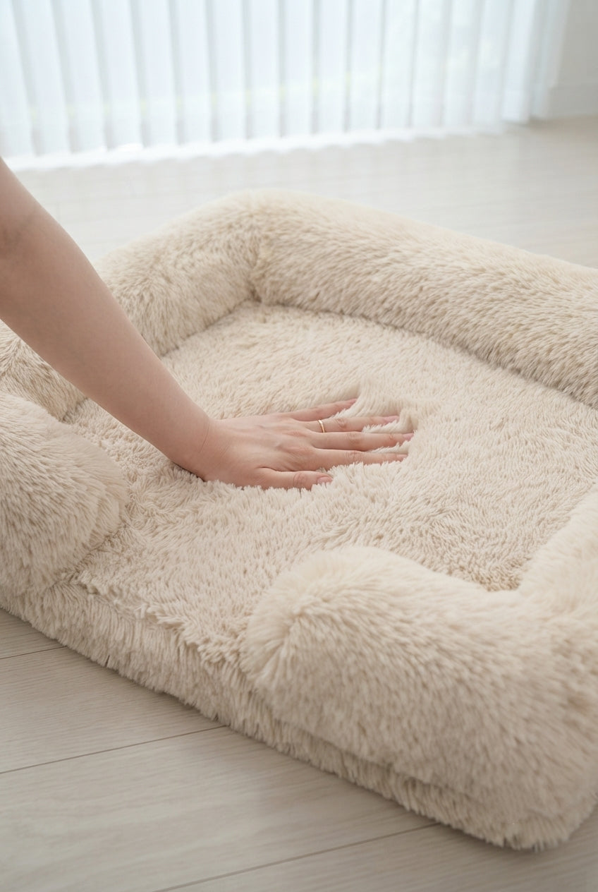 Cozy Plush Square Pet Bed - Warm & Washable Dog/Cat Bed