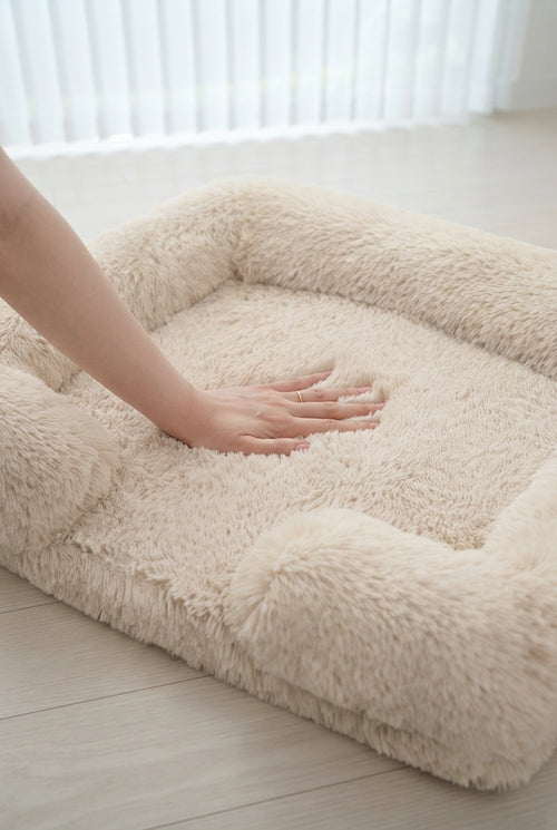 Cozy Plush Square Pet Bed - Warm & Washable Dog/Cat Bed