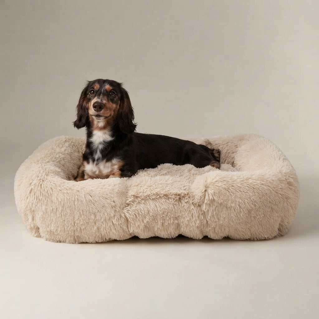 Cozy Plush Square Pet Bed - Warm & Washable Dog/Cat Bed