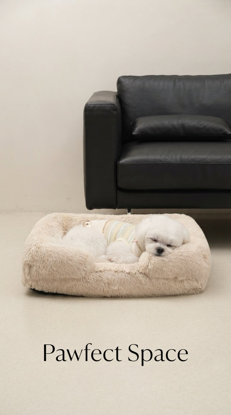 Cozy Plush Square Pet Bed - Warm & Washable Dog/Cat Bed